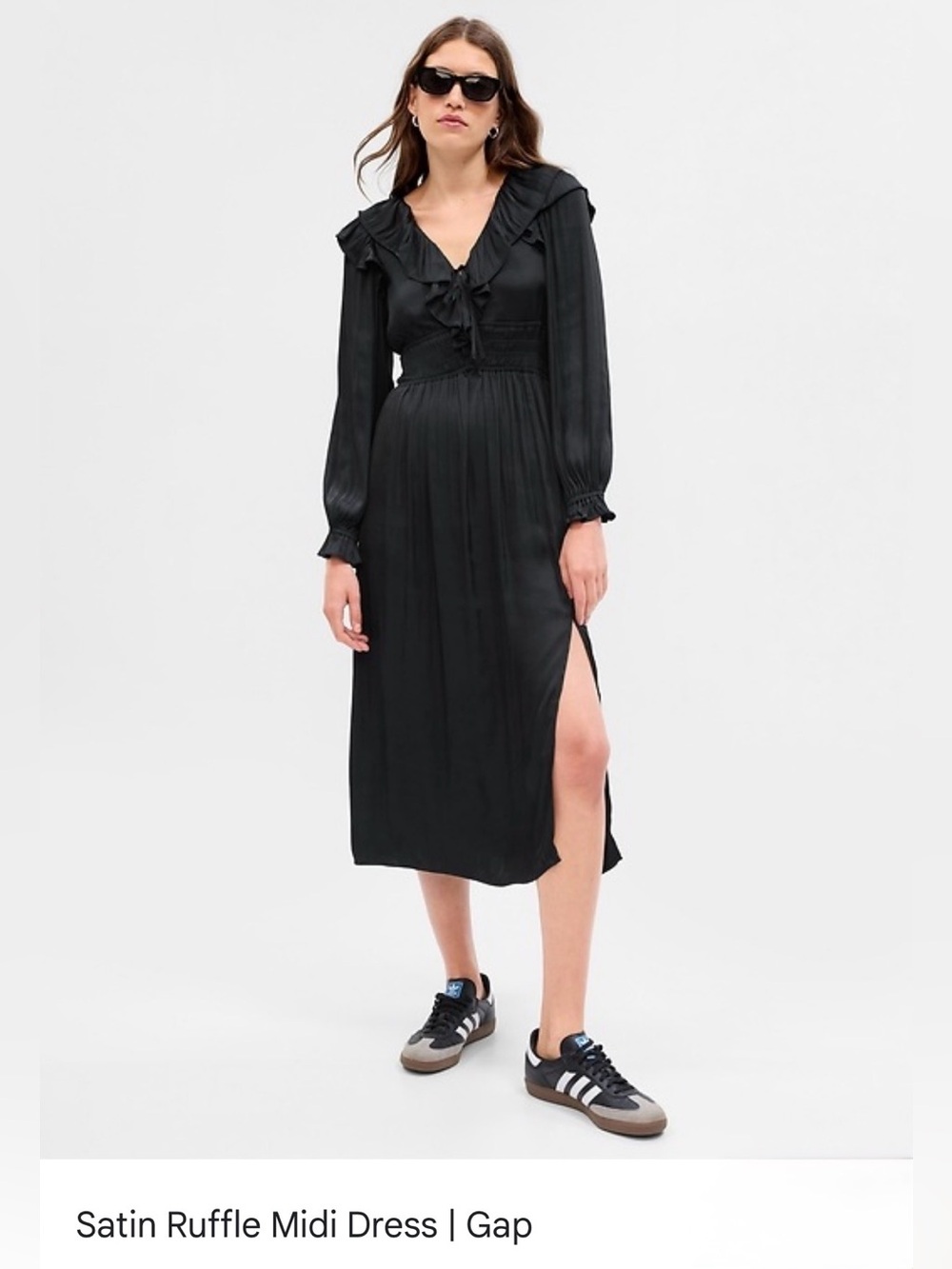 GAP Black Satin Ruffle Midi Dress | size XXL
